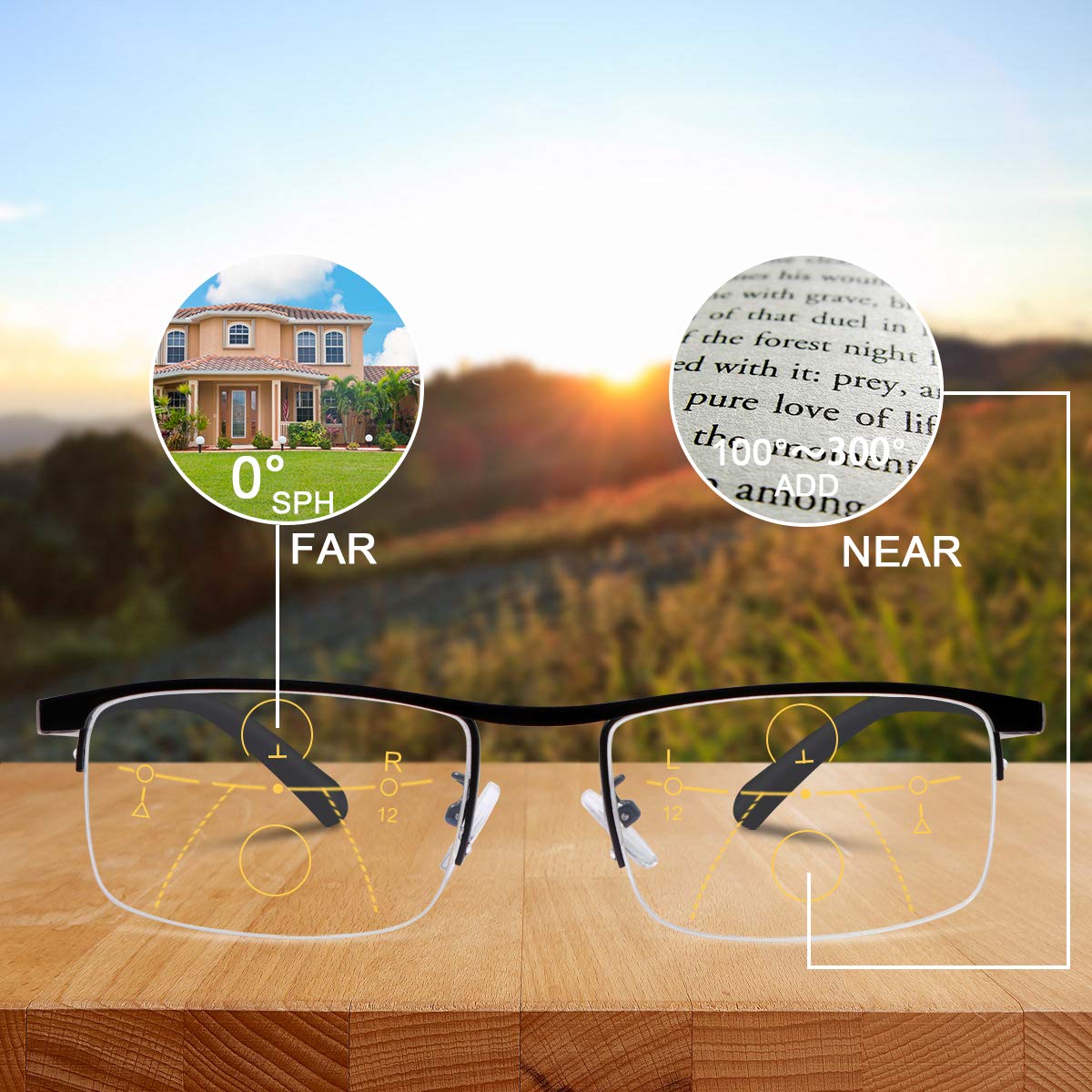 Glosrity Titanium progressive far and near dual-use reading glasses-CZ